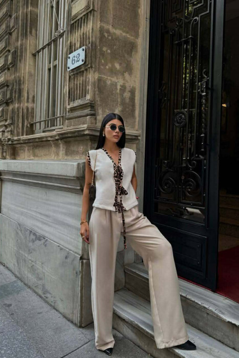 JELEK LIDHESE ME DETAJ PRINT LEOPARDI PER FEMRA NE NGJYRE KREM - 2