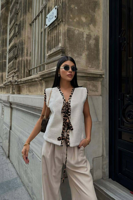 JELEK LIDHESE ME DETAJ PRINT LEOPARDI PER FEMRA NE NGJYRE KREM - 4