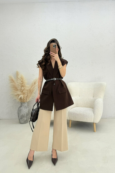 JELEK NJE NGJYRESH ME DETAJINE RRIPIT PER FEMRA NE NGJYRE KAFE - 2