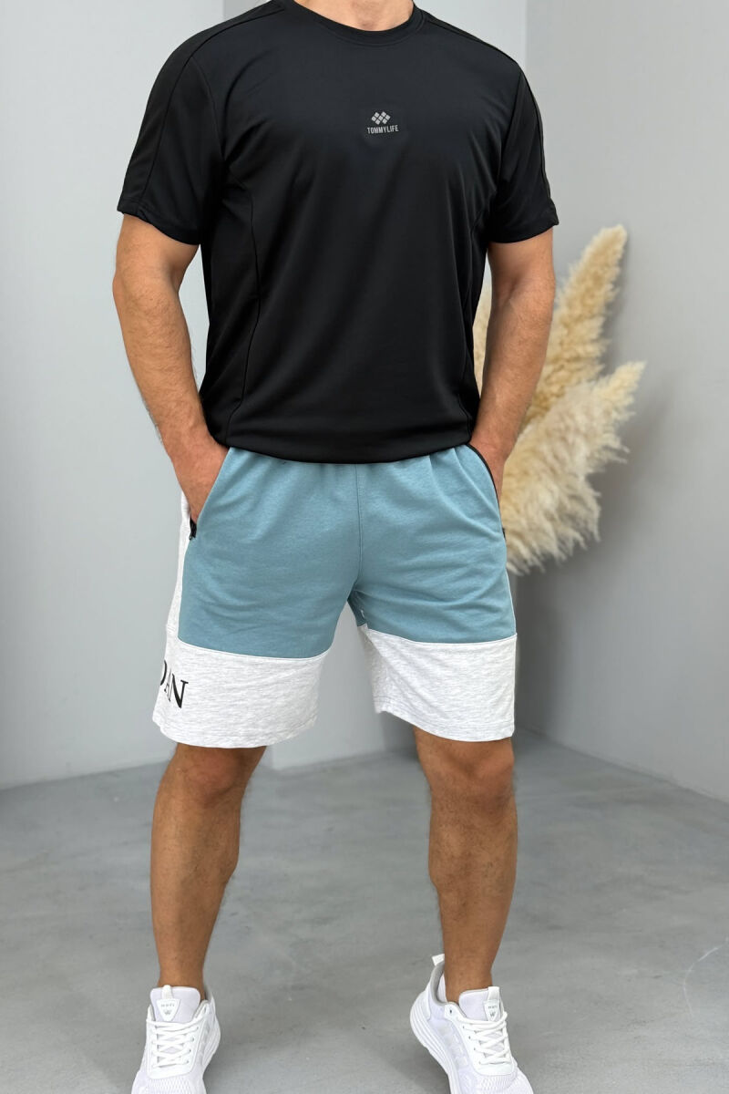 JORDAN SIDE WRITTING SHORT MEN SWEATPANTS BLUE STONE/GK - 1