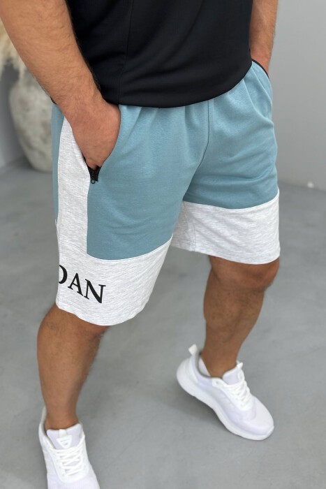 JORDAN SIDE WRITTING SHORT MEN SWEATPANTS BLUE STONE/GK - 4