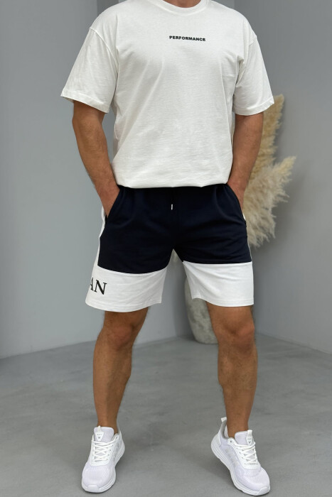 JORDAN SIDE WRITTING SHORT MEN SWEATPANTS DARK BLUE/BEE 