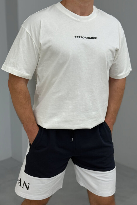 JORDAN SIDE WRITTING SHORT MEN SWEATPANTS DARK BLUE/BEE - 2