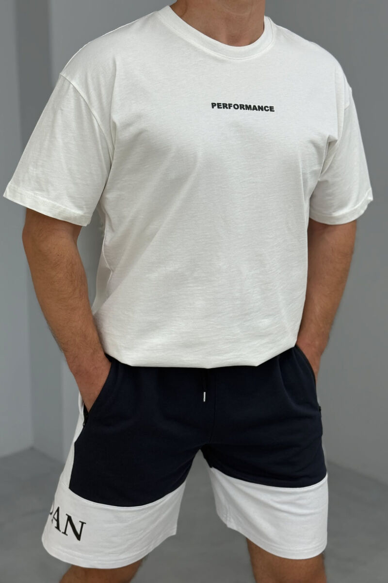 JORDAN SIDE WRITTING SHORT MEN SWEATPANTS DARK BLUE/BEE - 2