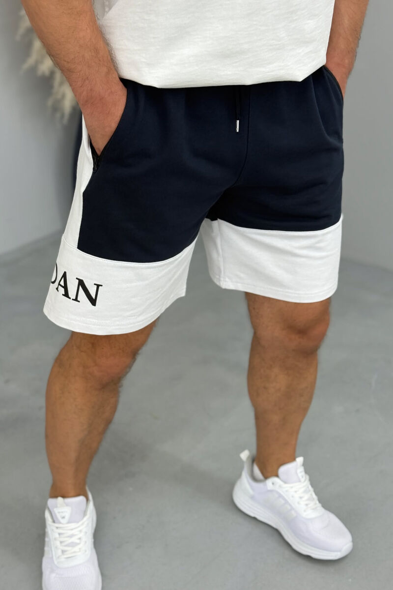 JORDAN SIDE WRITTING SHORT MEN SWEATPANTS DARK BLUE/BEE - 3