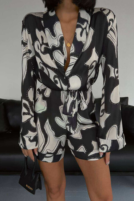 JUMPSUIT ME LIDHESE DHE DIZAJNE ABSTRAKTE PER FEMRA NE NGJYRE TE ZEZE - 2