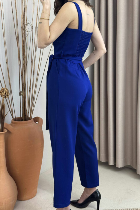 JUMPSUIT NJË NGJYRËSH ME DETAJIN E LIDHSEVE PËR FEMRA NË NGJYRËN BLU - 3