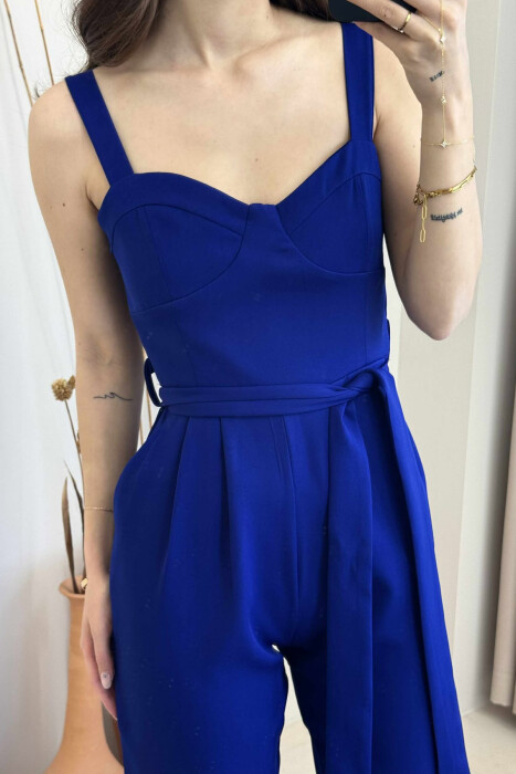 JUMPSUIT NJË NGJYRËSH ME DETAJIN E LIDHSEVE PËR FEMRA NË NGJYRËN BLU - 4