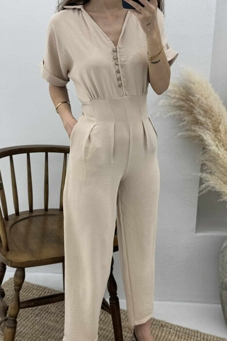 JUMPSUIT PËR FEMRA NË NGJYRËN BEZHË - 2