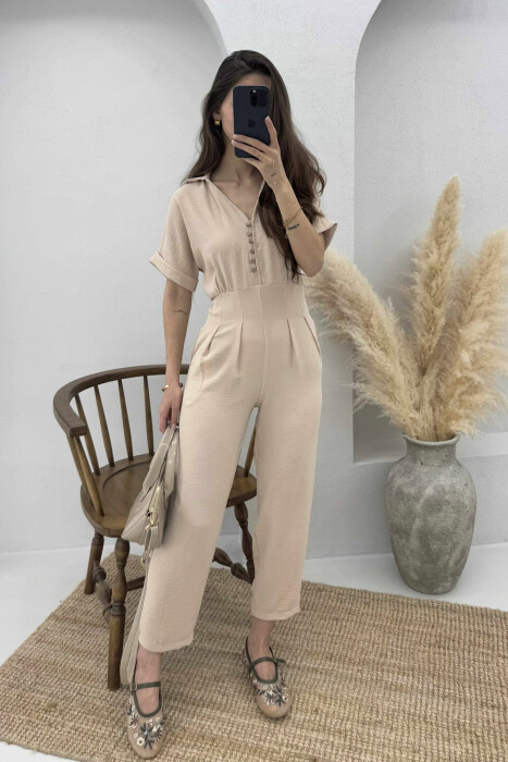 JUMPSUIT PËR FEMRA NË NGJYRËN BEZHË - 4