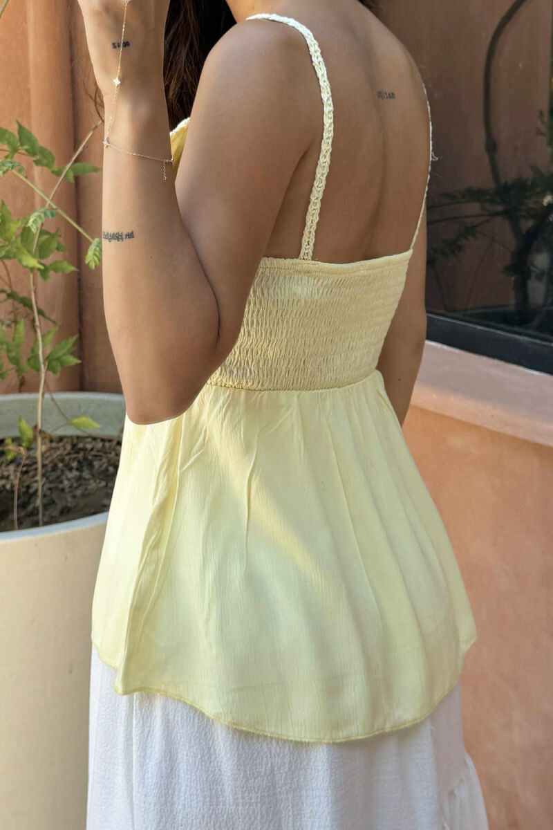 KANATIERE E THJESHTË ME DETAJIN E KOPSAVE PËR FEMRA NË NGJYRËN E VERDHË - 4