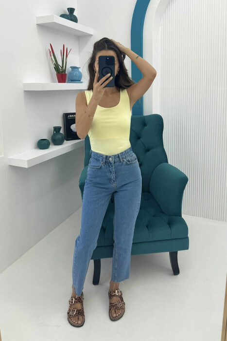 KANATIERE NJË NGJYRËSHE ELASTIKE PËR FEMRA NË NGJYRË TË VERDHË - 4