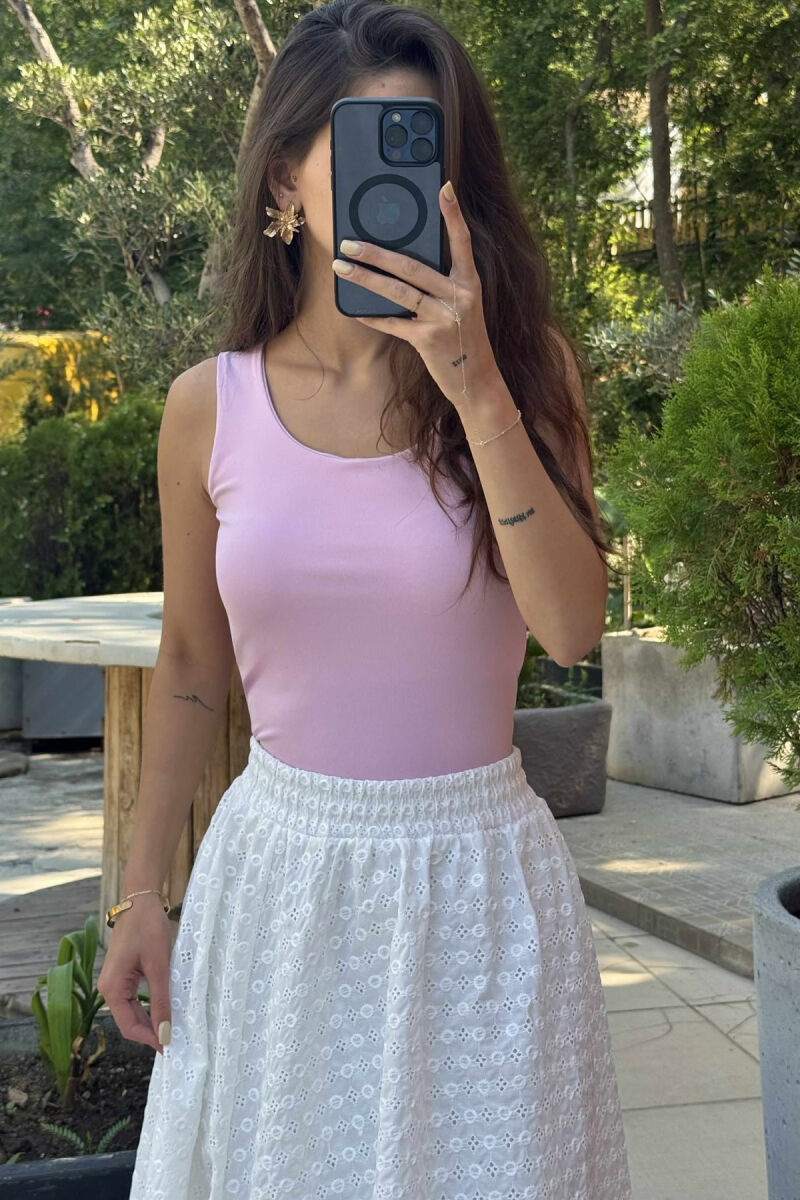 KANATIERE NJË NGJYRËSHE ELASTIKE PËR FEMRA NË NGJYRËN BABY PINK - 8