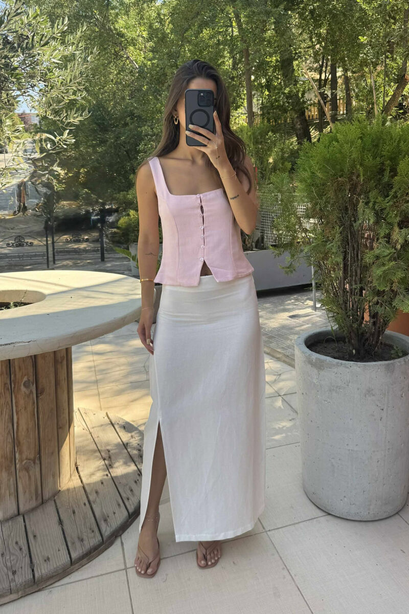 KANATIERE NJË NGJYRËSHE ME BUTONA PËR FEMRA NË NGJYRËN ROZË - 2