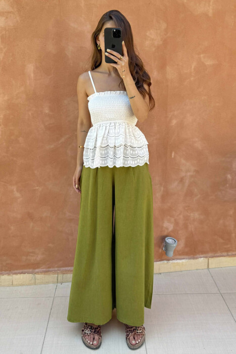 KANATIERE NJË NGJYRËSHE ME PALA PËR FEMRA NË NGJYRËN E BARDHË - KLAUDIO FASHION