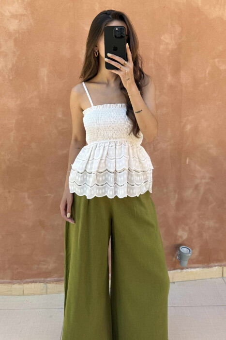 KANATIERE NJË NGJYRËSHE ME PALA PËR FEMRA NË NGJYRËN E BARDHË - 4