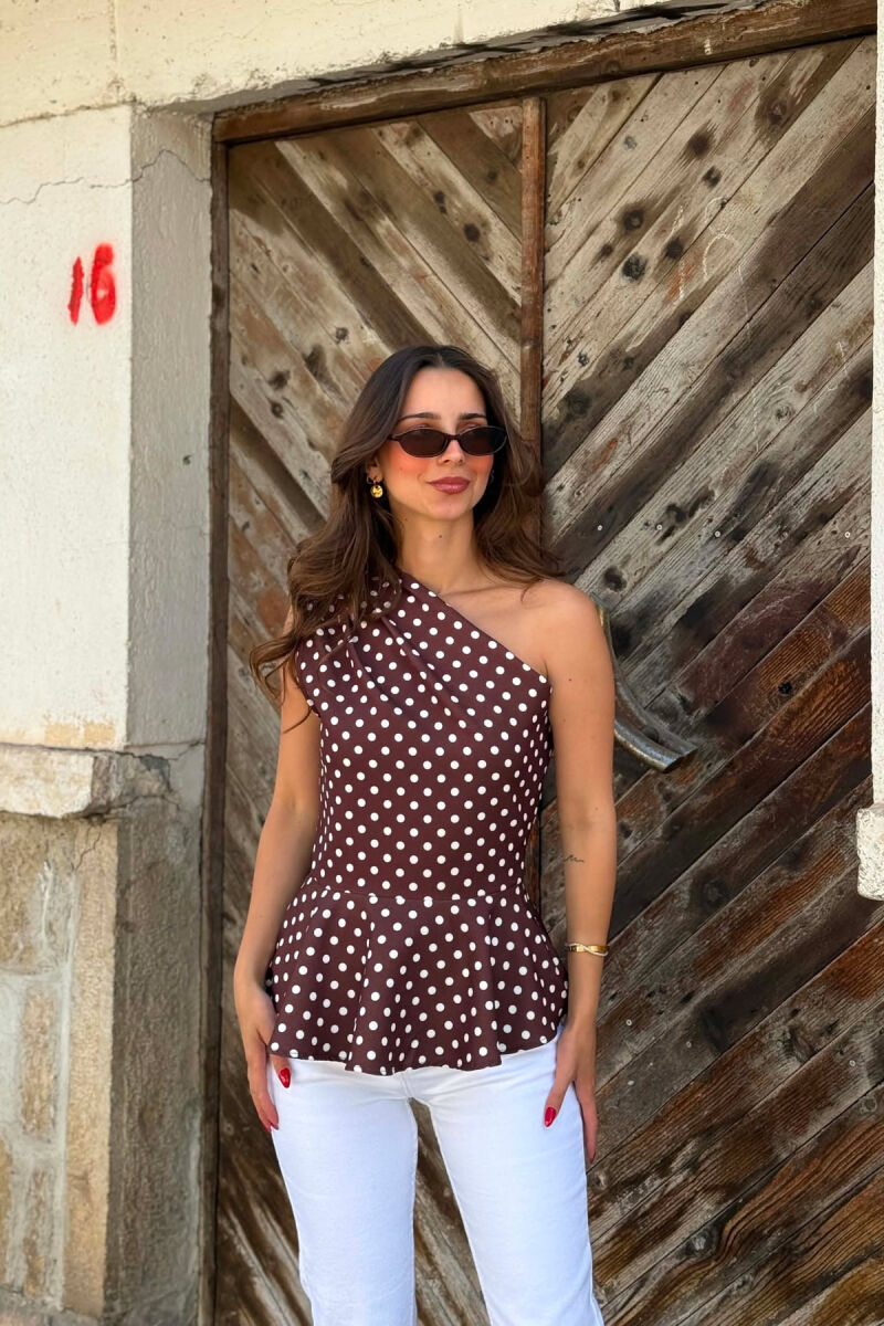 KANATJERE POLKA DOTS ME NJE SUP JASHTE PER FEMRA NE NGJYRE KAFE - 1