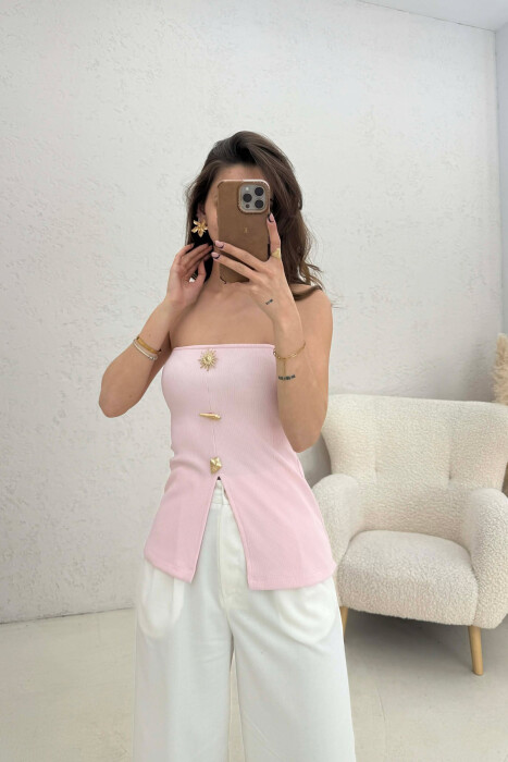 KANATJERE NJE NGJYRESHE ME BUTONA GOLD PER FEMRA NE NGJYRE ROZE - 3