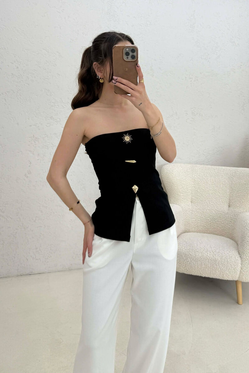 KANATJERE NJE NGJYRESHE ME BUTONA GOLD PER FEMRA NE NGJYRE TE ZEZE - 2