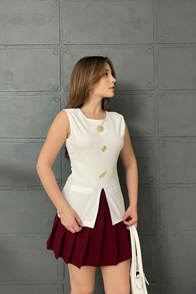 KANATJERE NJE NGJYRESHE ME BUTONA GOLD PER FEMRA NE NGJYRE TE BARDHE - 2