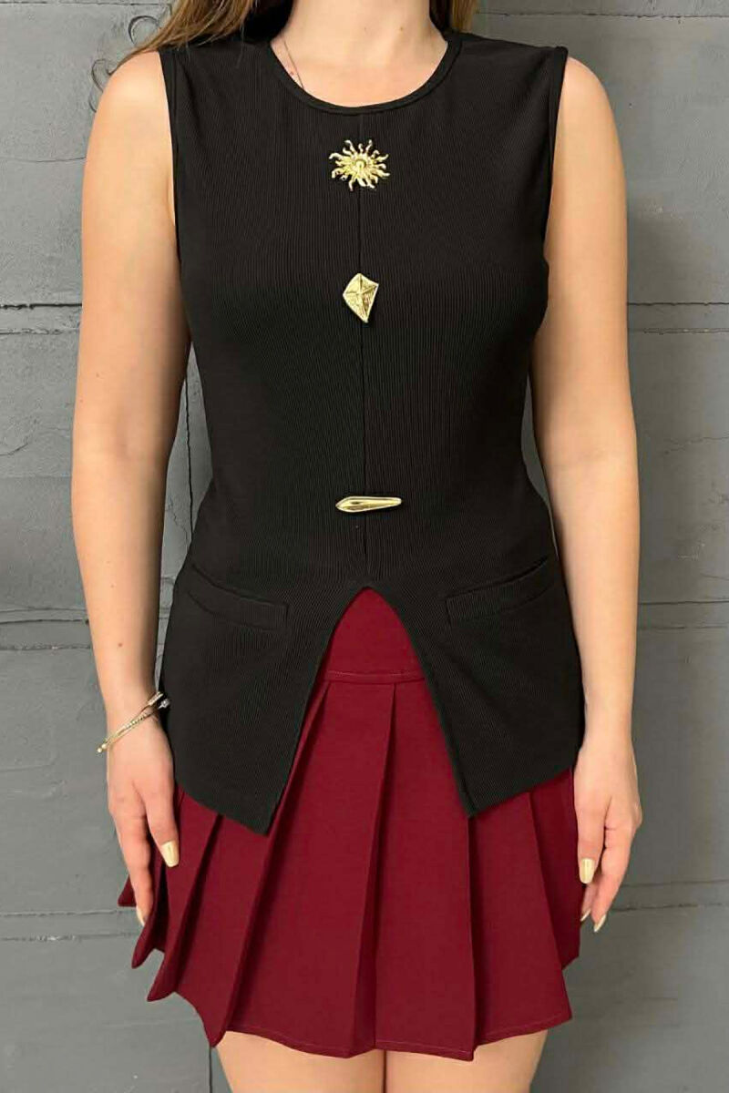 KANATJERE NJE NGJYRESHE ME BUTONA GOLD PER FEMRA NE NGJYRE TE ZEZE - 3