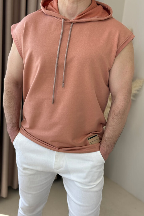 KANATJERE NJË NGJYRËSHE ME KAPUÇ PËR MESHKUJ NË NGJYRËN PUDËR - 4