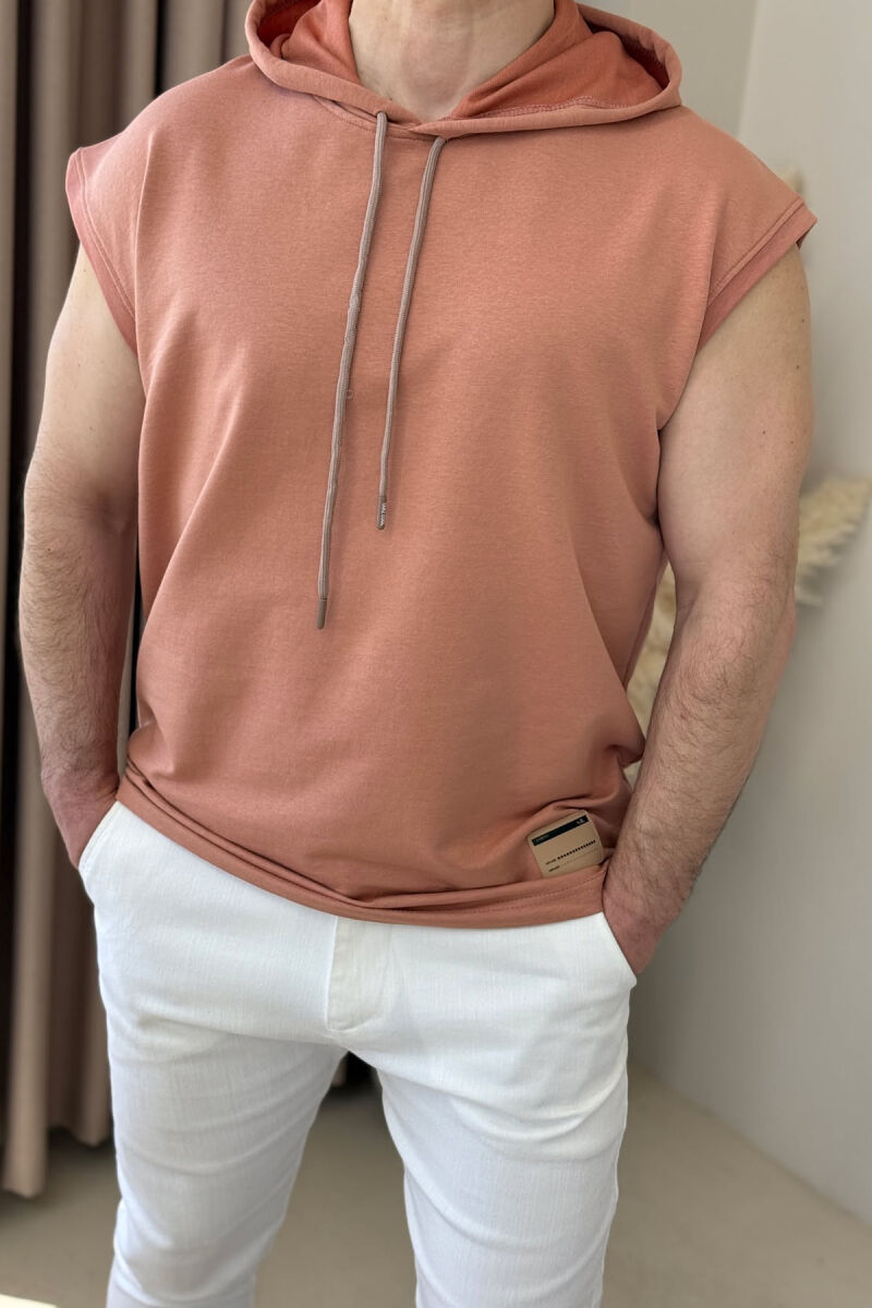 KANATJERE NJË NGJYRËSHE ME KAPUÇ PËR MESHKUJ NË NGJYRËN PUDËR - 4