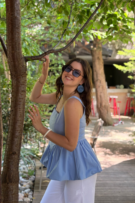 KANATJERE NJË NGJYRËSHE PËR FEMRA NË NGJYRËN BLU E ZBARDHUR - 5