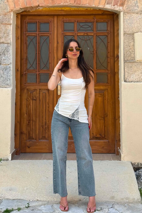 KANATJERE ME DETAJ DANTELLE PER FEMRA NE NGJYRE TE BARDHE - KLAUDIO FASHION