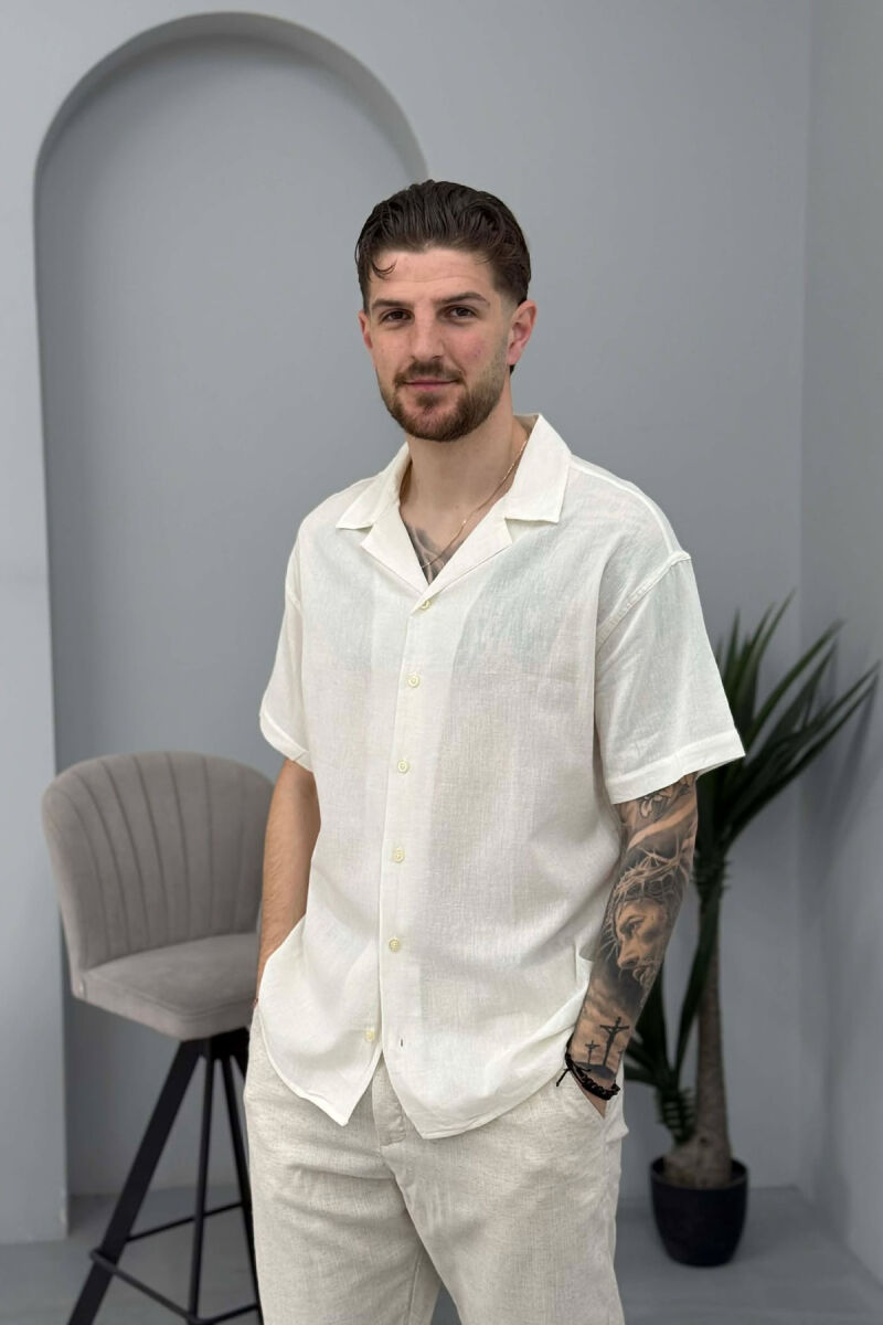 KEMISHE E THJESHTE ME MENGE TE SHKURTRA PER MESHKUJ NE NGJYRE KREM - 1