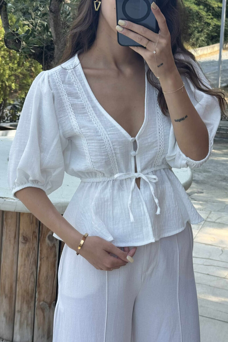 KËMISHË E THJESHTË NJË NGJYRËSHE PËR FEMRA NË NGJYRËN E BARDHË - 3