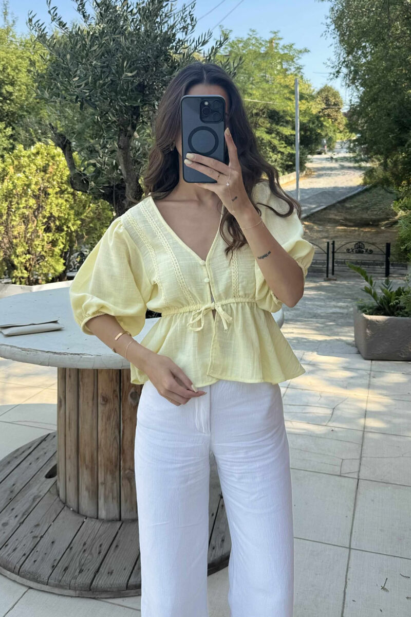 KËMISHË E THJESHTË NJË NGJYRËSHE PËR FEMRA NË NGJYRËN E VERDHË - 2