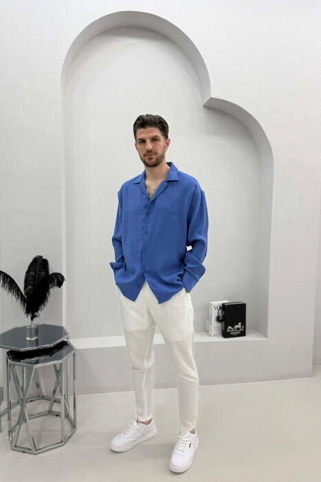 KEMISHE E THJESHTE NJE NGJYRESHE PER MESHKUJ NE NGJYRE BLU - 2