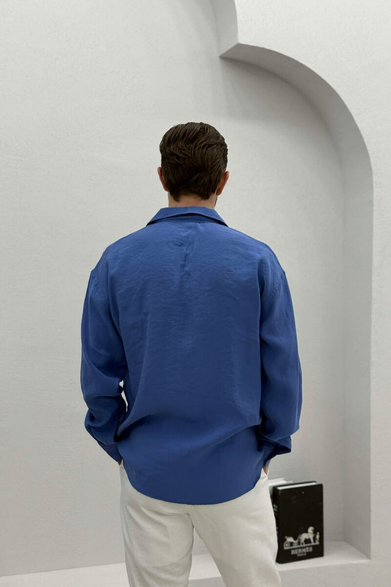 KEMISHE E THJESHTE NJE NGJYRESHE PER MESHKUJ NE NGJYRE BLU - 4