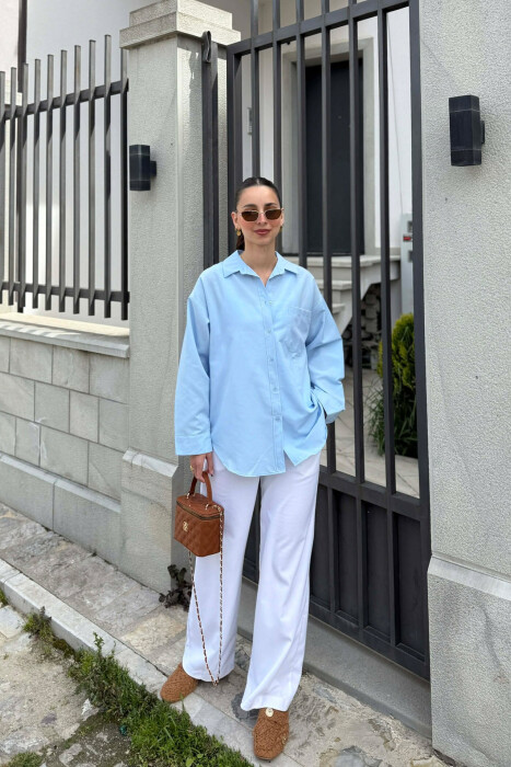 KEMISHE E THJESHTE PER FEMRA NE NGJYRE BLU TE ZBARDHUR - 3