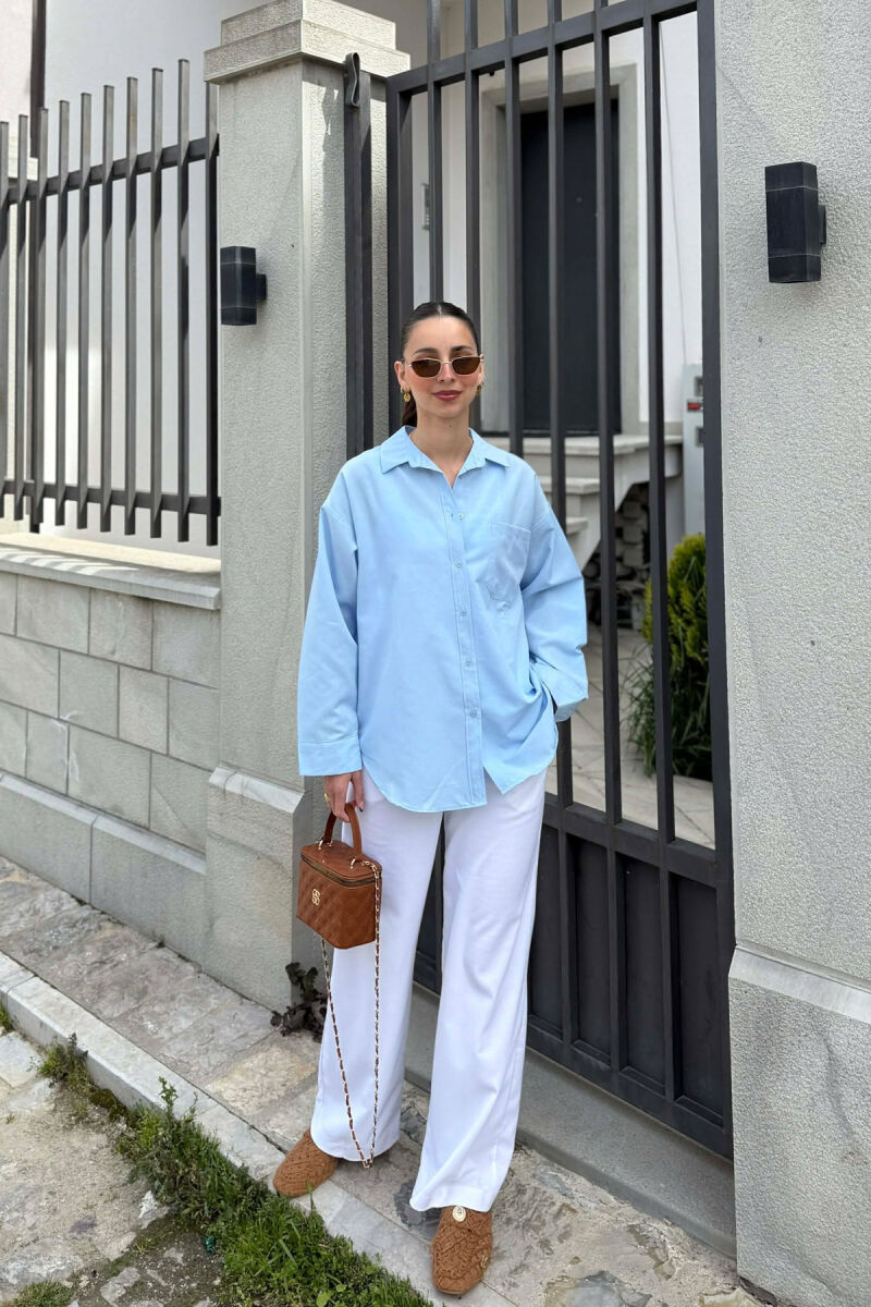 KEMISHE E THJESHTE PER FEMRA NE NGJYRE BLU TE ZBARDHUR - 3