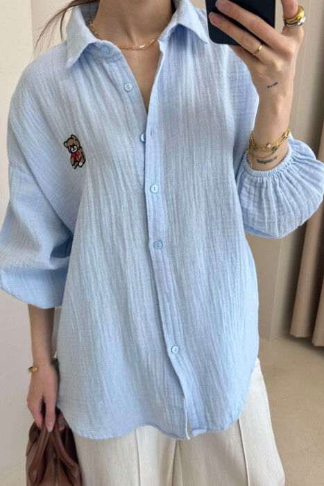 KËMISHË LINO ME LOGON E ARUSHIT PËR FEMRA NË NGJYRËN BLU E ZBARDHUR - 4