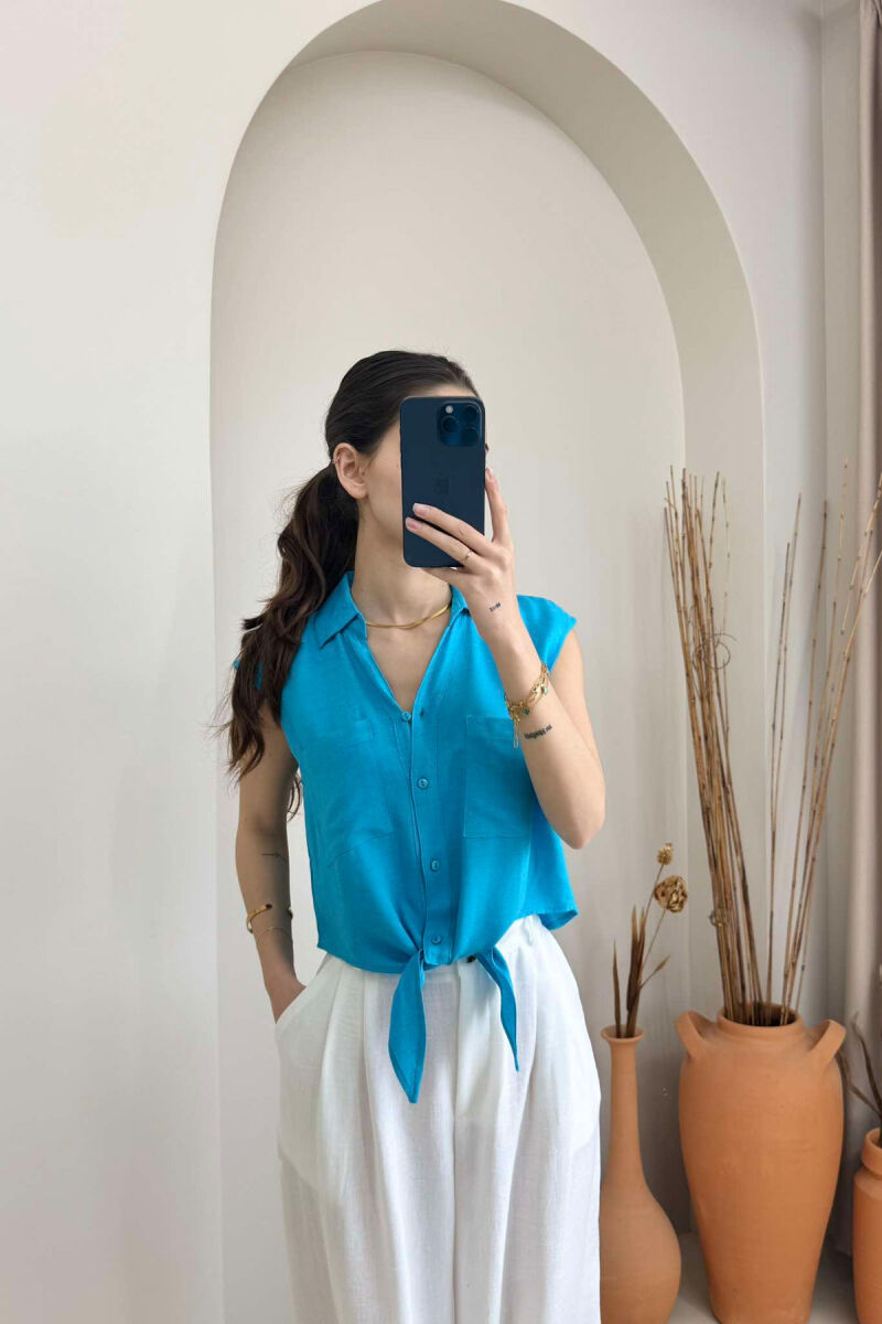 KËMISHË LINO PËR FEMRA NË NGJYRËN BLU E ZBARDHUR - 3