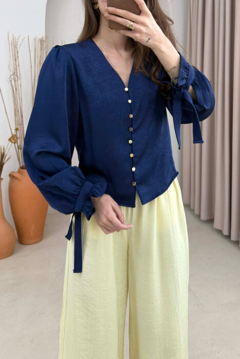 KEMISHE ME BUTONA GOLD PER FEMRA NE NGJYRE BLU - 3