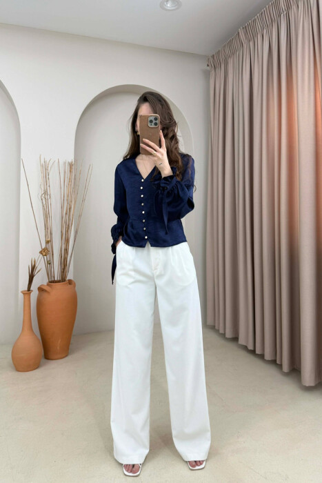 KEMISHE ME BUTONA GOLD PER FEMRA NE NGJYRE BLU TE ERRET - 2