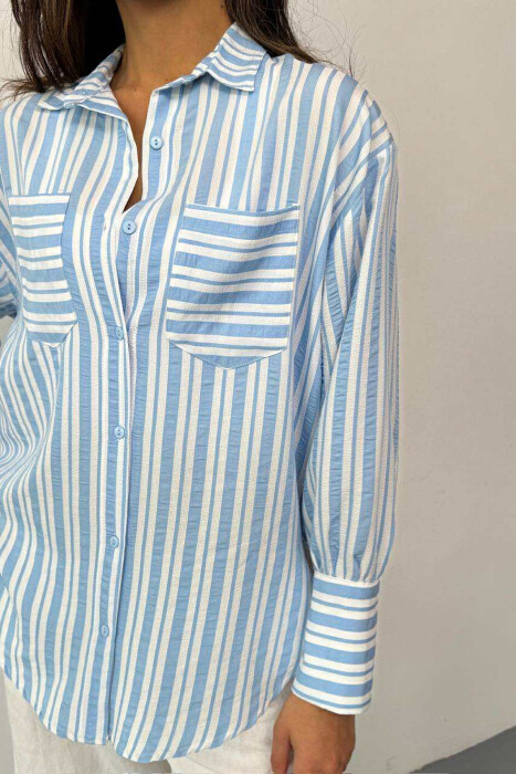 KEMISHE ME DIZAJN NME VIJA PER FEMRA NE NGJYRE BLU TE ZBARDHUR - 2