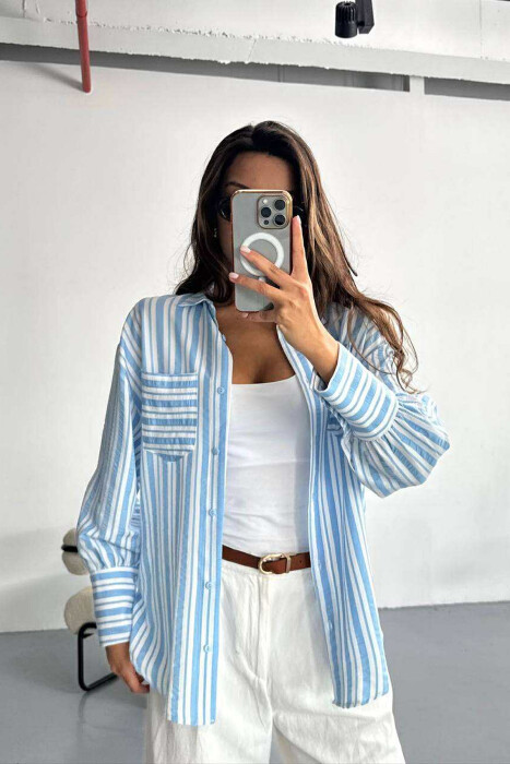 KEMISHE ME DIZAJN NME VIJA PER FEMRA NE NGJYRE BLU TE ZBARDHUR - 4