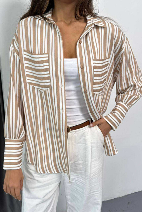 KEMISHE ME DIZAJN NME VIJA PER FEMRA NE NGJYRE BEZHE - 3