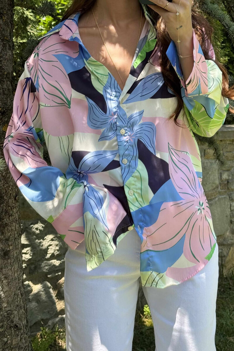 KËMISHË ME DIZAJNE ABSTRAKTE PËR FEMRA NË NGJYRËN ROZË+JESHILE - 6