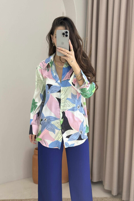 KËMISHË ME DIZAJNE ABSTRAKTE PËR FEMRA NË NGJYRËN ROZË+JESHILE - 2