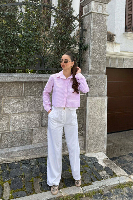 KEMISHE ME DIZJAN ME VIJA PER FEMRA NE NGJYRE TE BARDHE ME ROZE - 2