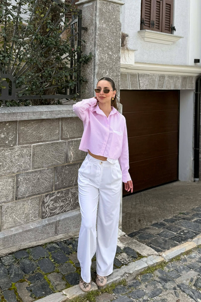 KEMISHE ME DIZJAN ME VIJA PER FEMRA NE NGJYRE TE BARDHE ME ROZE - 4