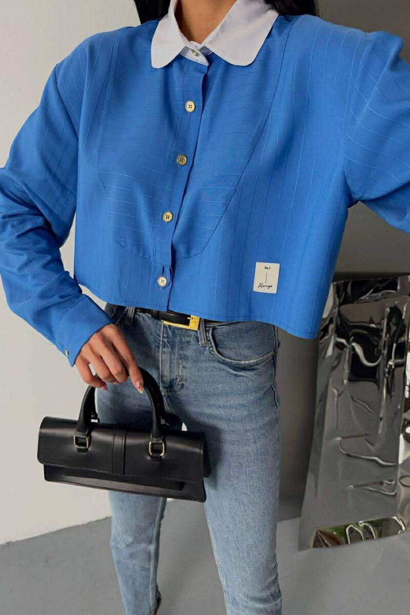 KEMISHE NJE NGJYRESHE ME BUTONA GOLD PER FEMRA NE NGJYRE BLU - 1