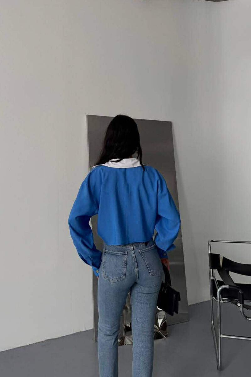 KEMISHE NJE NGJYRESHE ME BUTONA GOLD PER FEMRA NE NGJYRE BLU - 3