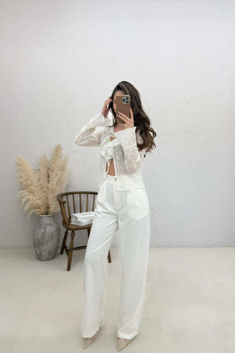 KEMISHE NJE NGJYRESHE ME DETAJIN E LIDHSEVE PER FEMRA NE NGJYRE TE BARDHE - 3